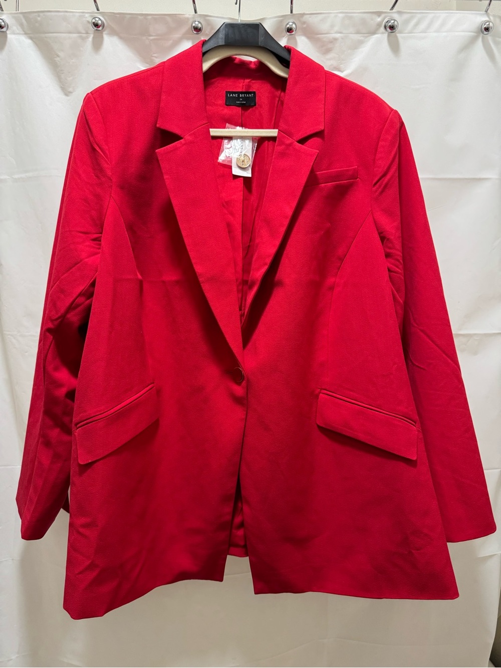Lane Bryant Vibrant Red Single-Button Notch Lapel Blazer